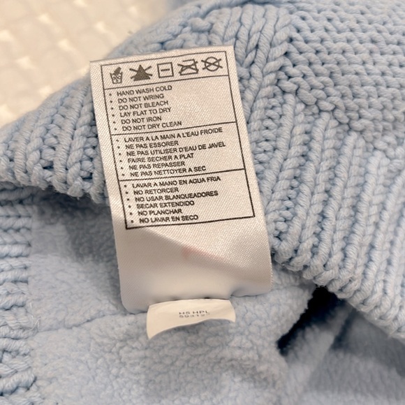 Light Blue Nike Swoosh Cable Knit Pom Beanie OS - Picture 5 of 6